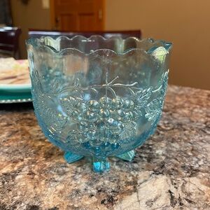 Vintage Northwood Carnival Glass Footed Bowl – Grape & Cable Pattern